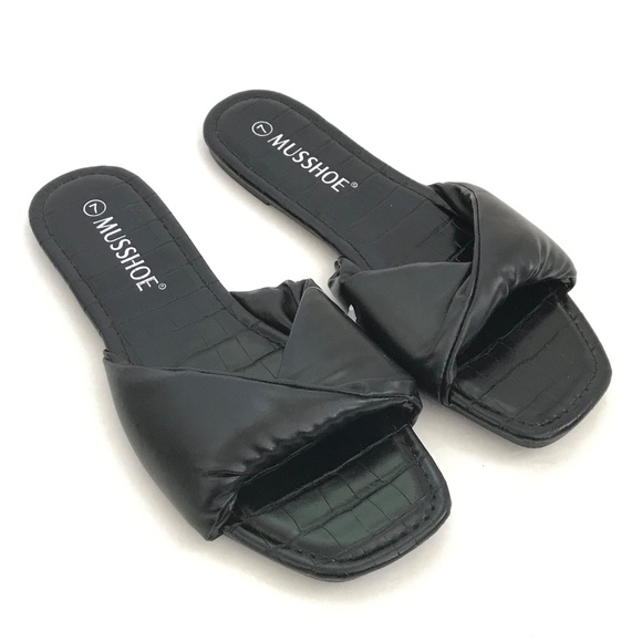 MUSSHOE Slip On Slide Sandals Black Flats Women’s Size 7 NWT - Picture 16 of 16